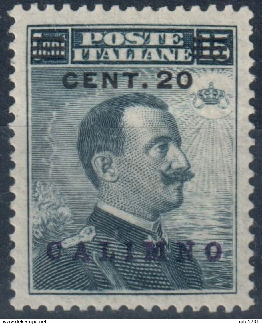 REGNO D'ITALIA COLONIA CALINO / CALIMNO 1916 - MICHETTI C. 20 Su C. 15 NERO - BUONA CENTRATURA NUOVO MNH ** - SASSONE 8 - Egée (Calino)