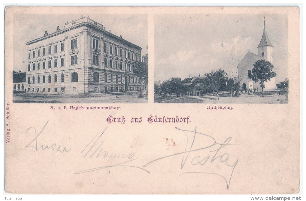 Gruß Aus GÄNSERNDORF K. U. K. Bezirkshauptmannschaft Kirchenplatz 8.12.1900 Gelaufen - Gänserndorf