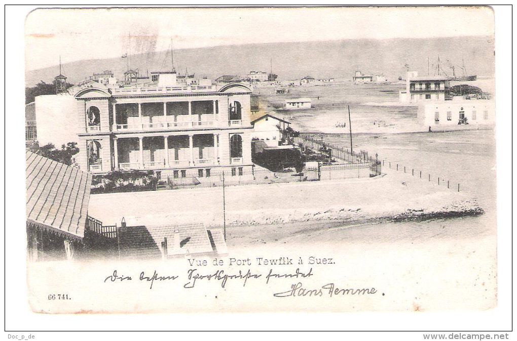 Ägypten - Egypt - Vue De Port Tewfik A Suez - Old Card + Stamp - 1905 - Suez