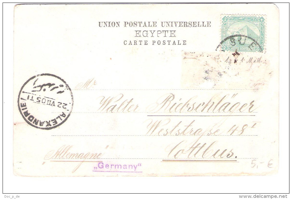 Ägypten - Egypt - Vue De Port Tewfik A Suez - Old Card + Stamp - 1905 - Suez