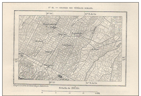 Cartina Francese Del 1876  FAENZA Solarolo Russi Bagnacavallo Lugo  Cotignola Mordano    Etc. - Sonstige & Ohne Zuordnung