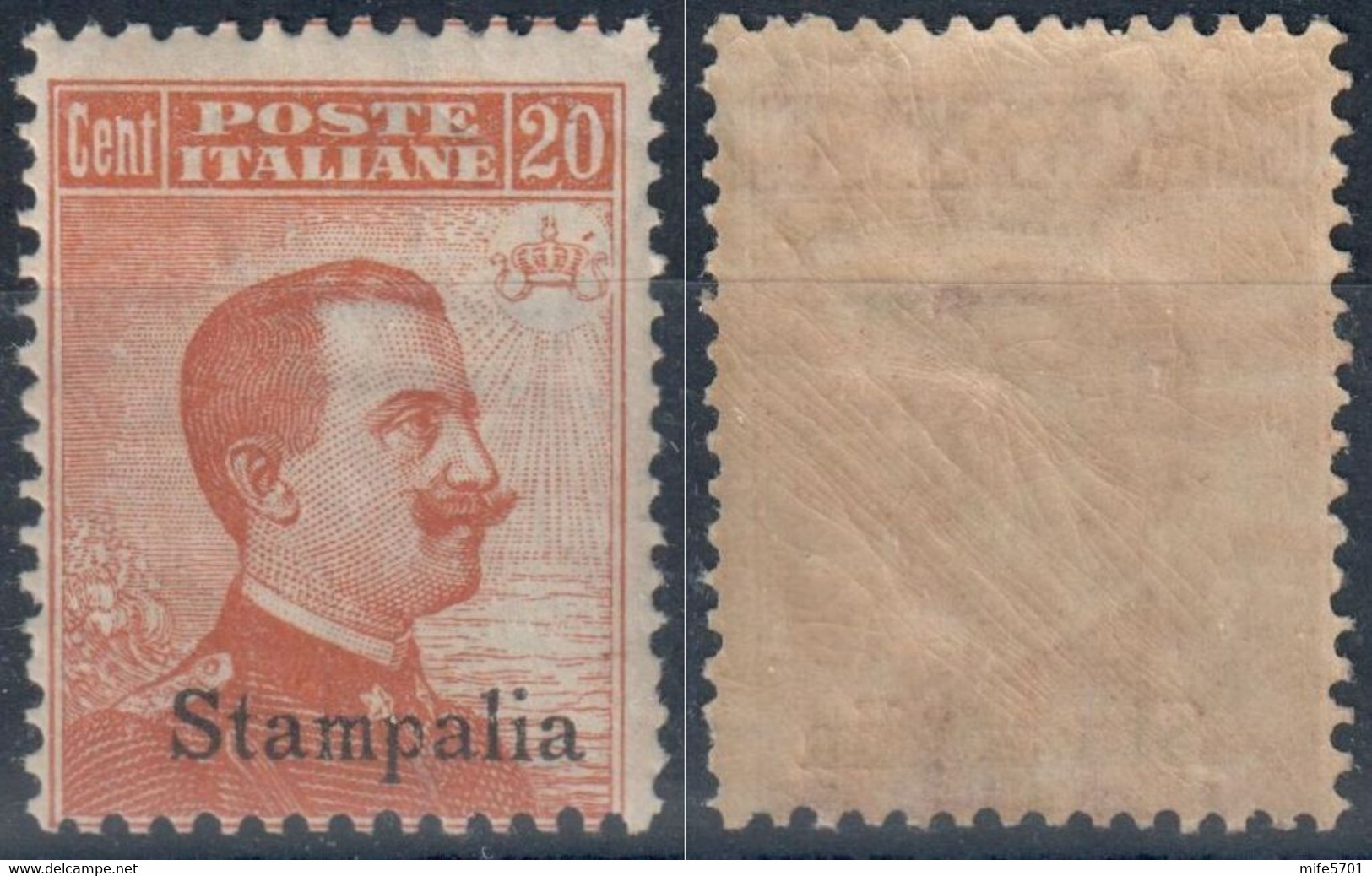 REGNO D'ITALIA / COLONIA STAMPALIA - 1922 - C. 20 ARANCIO - CATALOGO SASSONE NUMERO 11 FRESCHISSIMO - NUOVO / MNH / ** - Aegean (Stampalia)