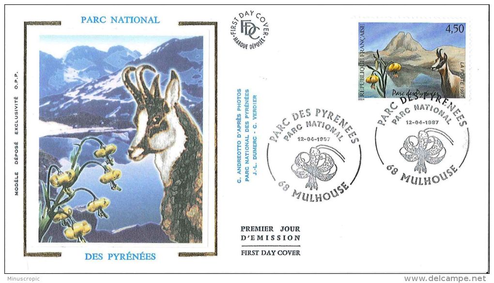 Enveloppe FDC Soie - Parc National Des Pyrénées - Mulhouse - 1997 - 1990-1999