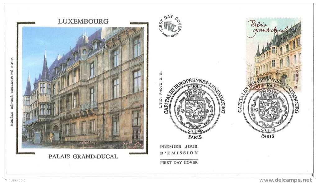 Enveloppe FDC Soie - Luxembourg - Palais Grand Ducal - Paris - 2003 - 2000-2009