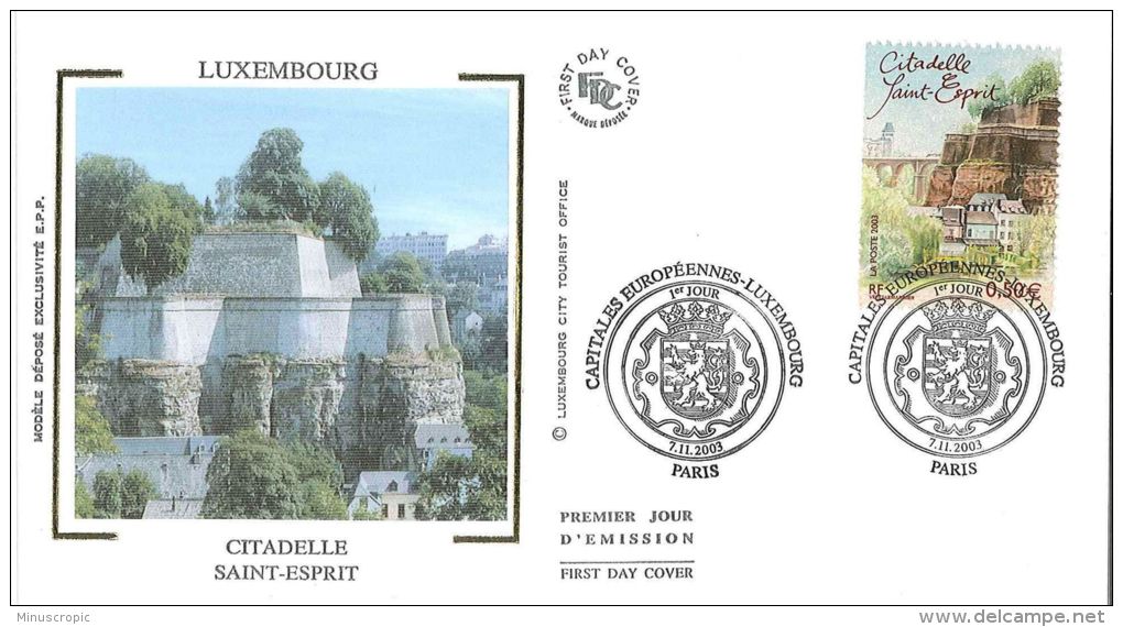 Enveloppe FDC Soie - Luxembourg - Citadelle Saint Esprit - Paris - 2003 - 2000-2009