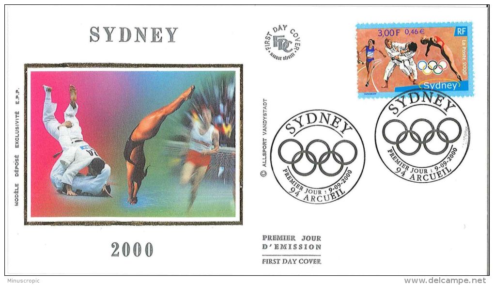 Enveloppe FDC Soie - Sydney - Jeux Olympiques - Arcueil - 2000 - 2000-2009