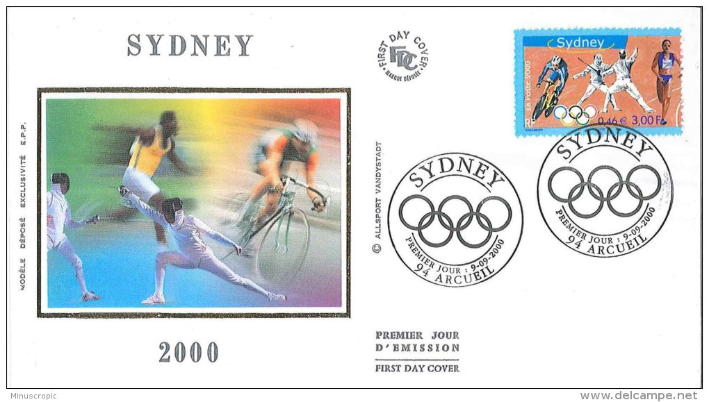 Enveloppe FDC Soie - Sydney - Jeux Olympiques - Arcueil - 2000 - 2000-2009