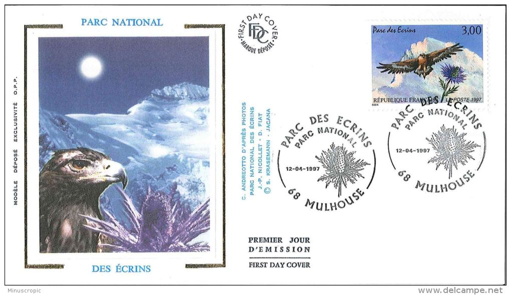 Enveloppe FDC Soie - Parc National Des Ecrins - Mulhouse - 1997 - 1990-1999