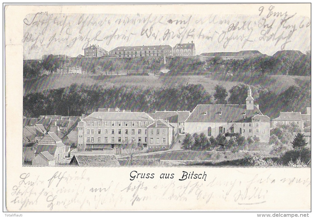 Gruß Aus Bitsch Lorraine Gesamt 23.4.1905 Zitadelle Bitche Moselle Nach Wolgast - Lothringen
