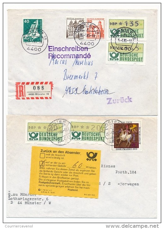 ALLEMAGNE - 20 Enveloppes Affranchissements Mixtes / Timbres + Vignettes D'affranchissement - Machine Labels [ATM]