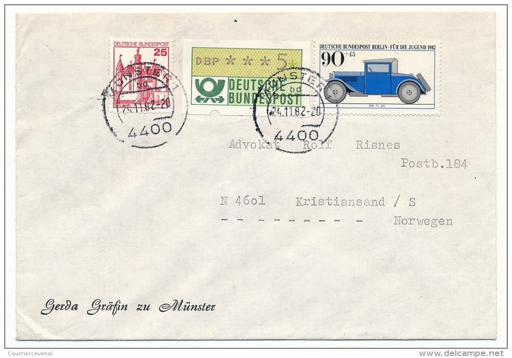 ALLEMAGNE BERLIN - 3 Enveloppes Affranchissements Mixtes Timbres + ATM - Thème Automobile 1982 - Voitures