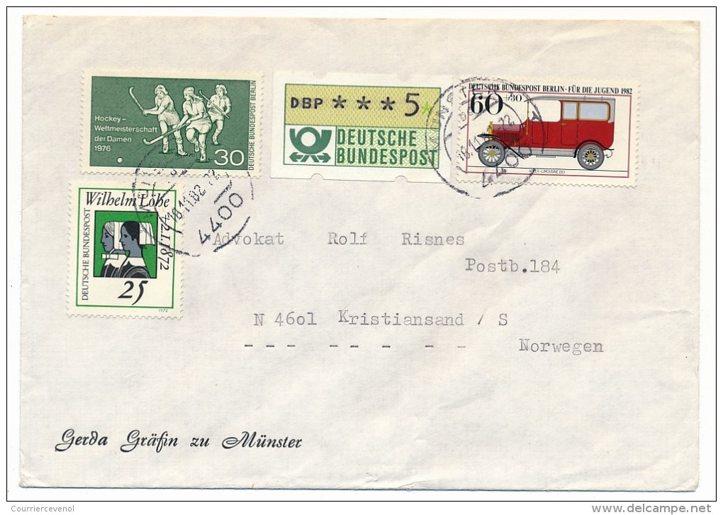 ALLEMAGNE BERLIN - 3 Enveloppes Affranchissements Mixtes Timbres + ATM - Thème Automobile 1982 - Autos