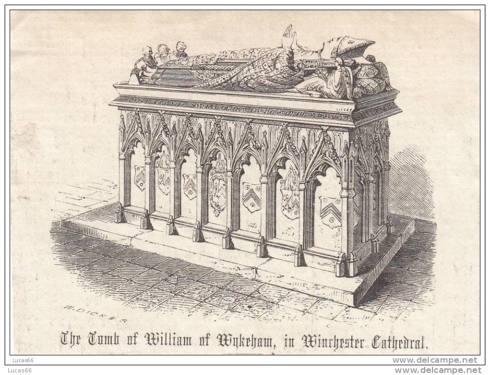 PICCOLA STAMPA OTTOCENTESCA - LITTLE ENGRAVING 1850 CIRCA - THE TOMB OF WILLIAM OF WAKEHAM IN WINCHESTER CATHEDRAL - Stampe & Incisioni