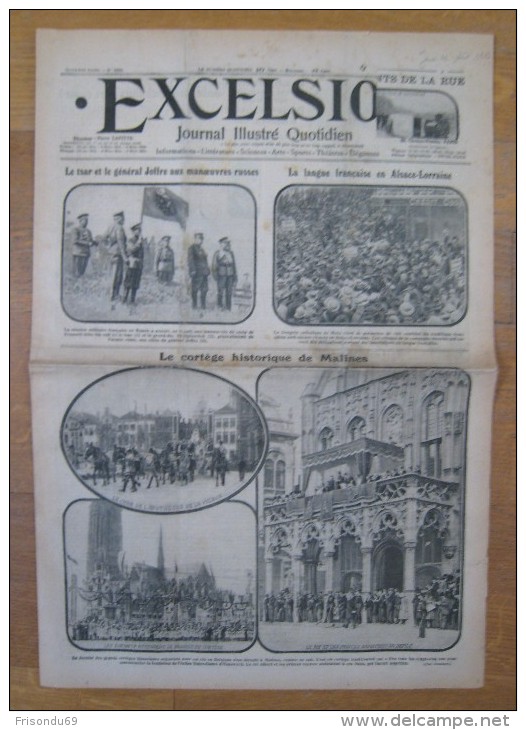 Excelsior 1913 . La Langue Française En Alsace-Lorraine . Le Tsar Et Le Général Joffre Aux Manoueuvre Russes . - Autres & Non Classés