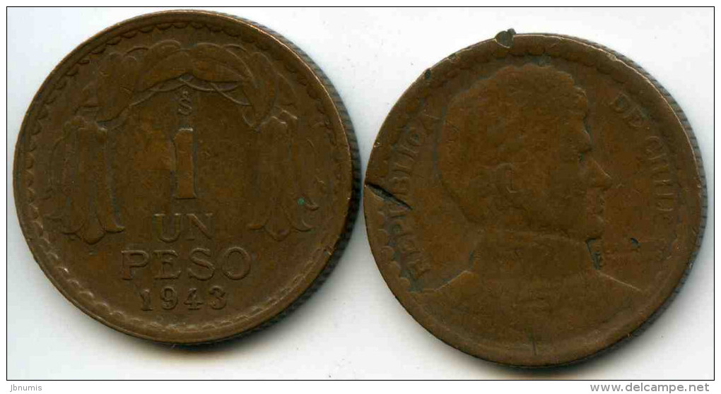 Chili Chile 1 Peso 1943 KM 179 - Chili