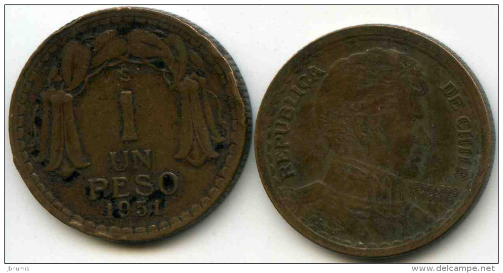 Chili Chile 1 Peso 1951 KM 179 - Chili