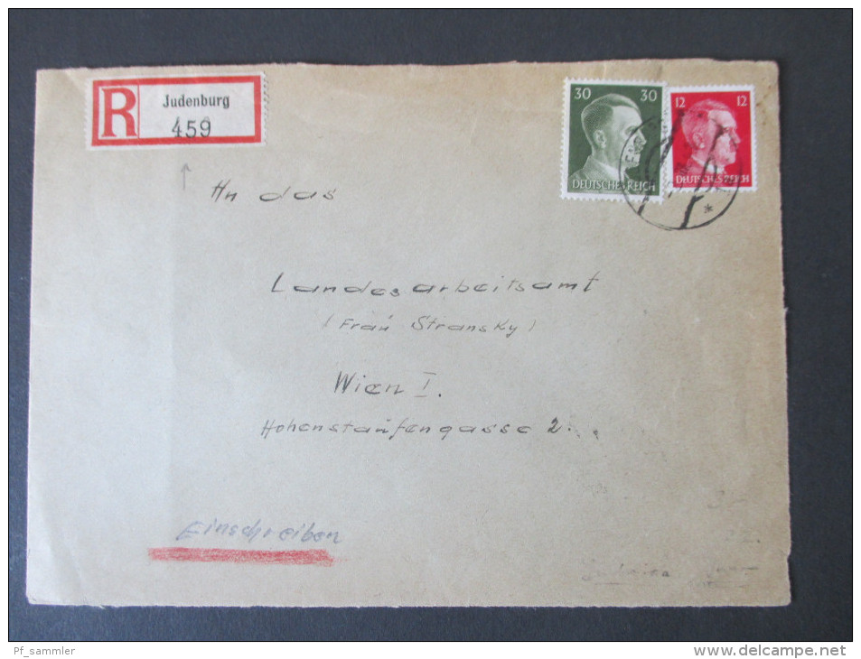 Österreich / Deutsches Reich 1943 Briefvorderseite. Judenburg 459. R-Zettel. Nach Wien - Covers & Documents