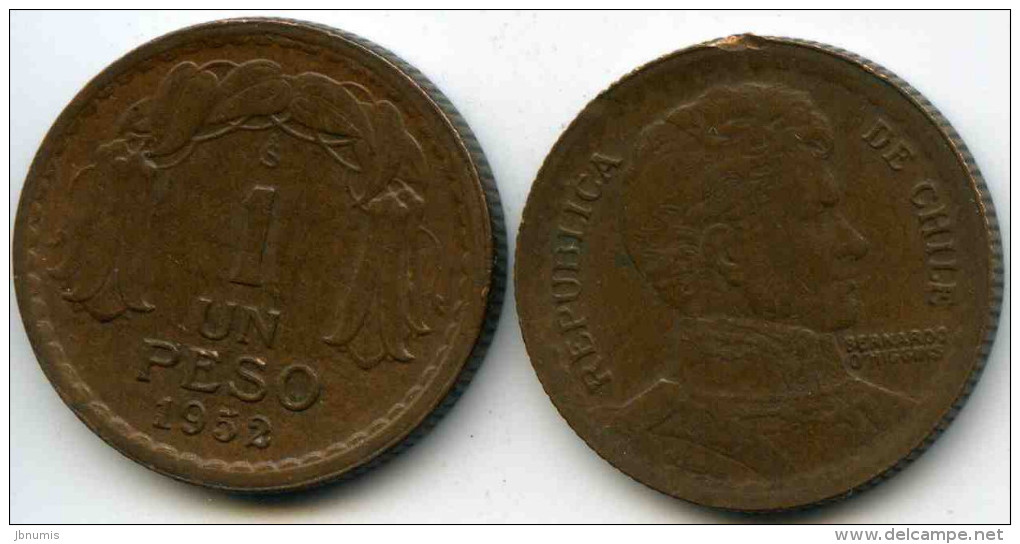 Chili Chile 1 Peso 1952 KM 179 - Chili