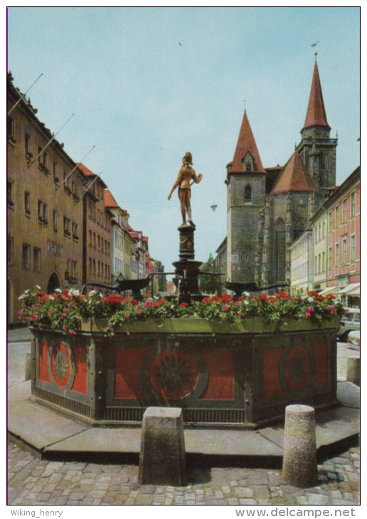Ansbach - Markgraf Georg Brunnen Und Sankt Johanniskirche 2 - Ansbach