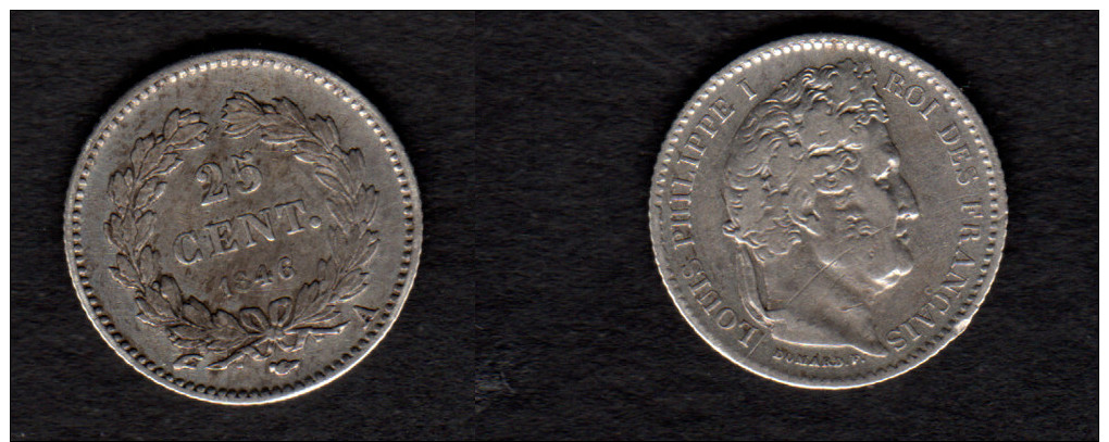 FRANCIA - (959) LOUISSE PHILIPPE I° 25 CENTS SILVER 1846 A - BB - KM 755.1 - Altri & Non Classificati