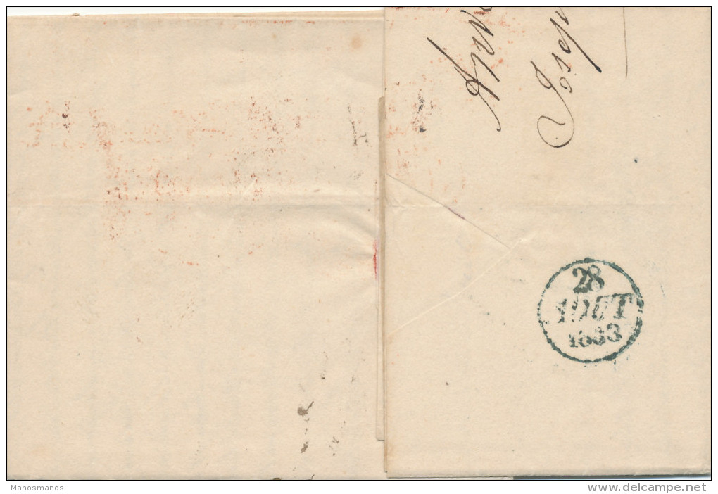 960/22 -  Lettre Précurseur ANVERS 1833 Vers PARIS - PAR ESTAFETTE - LPB2R Et Taxation 11 Décimes - 1830-1849 (Belgique Indépendante)