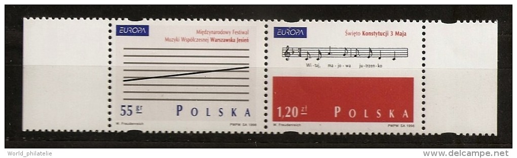 Pologne Polska 1998 N° 3497 / 8 ** Europa, Fête, Festival, Musique, Varsovie, Portée Musicale, Notes, Clé De Sol, Son - Neufs