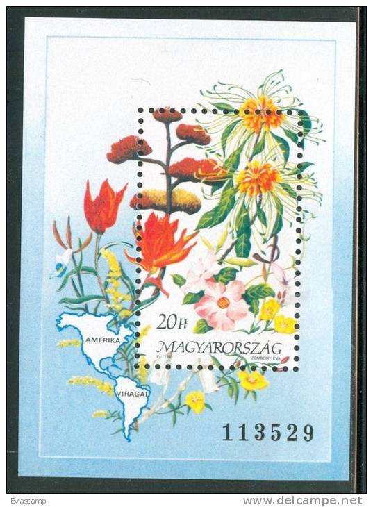 HUNGARY-1991.Souvenir Sheet - Flowers Of America MNH! Mi Bl.214 - Nuovi