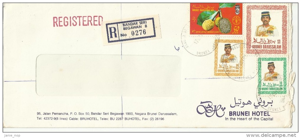 Brunei 1989 Registered Cover - Brunei (1984-...)