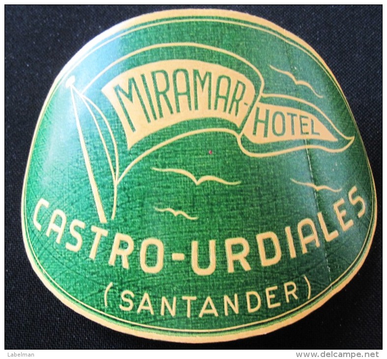 HOTEL RESIDENCIA PENSION HOSTAL CAMPING CASTRO SANTANDER SPAIN LUGGAGE LABEL ETIQUETTE AUFKLEBER DECAL STICKER MADRID - Hotel Labels