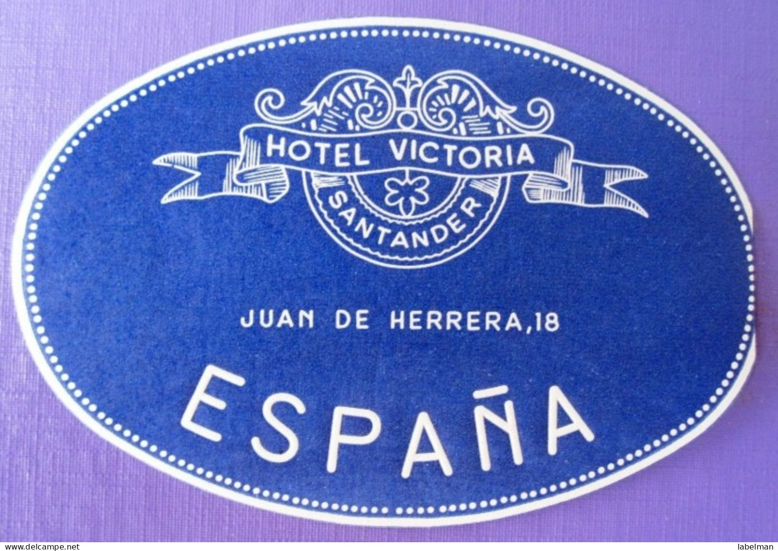 HOTEL RESIDENCIA PENSION HOSTAL CAMPING VICTORIA SANTANDER SPAIN LUGGAGE LABEL ETIQUETTE AUFKLEBER DECAL STICKER MADRID - Hotel Labels