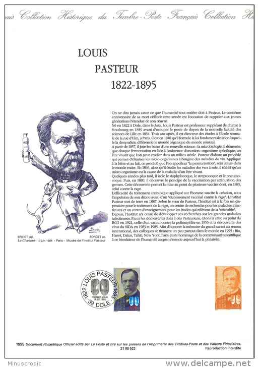 DPO 1995 - Louis Pasteur - 21 95 522 - Documents De La Poste