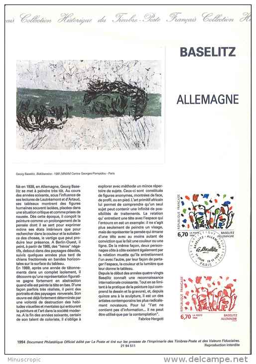 DPO 1994 - Baselitz - Allemagne - 21 94 511 - Documents De La Poste