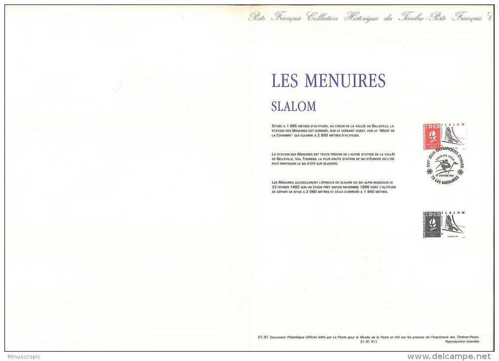 DPO 1991 - Jeux Olympiques Albertville - Les Ménuires - Slalom - 21 91 511 - Documents De La Poste