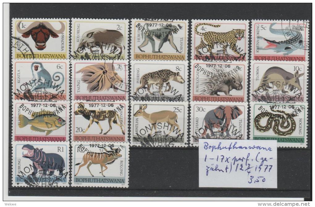 Bophuthaswana 1-17x Perf. (gezähnt 12 3/4 ) 1977, Tiere Aus Afrika Animaux, Animals - Used Stamps