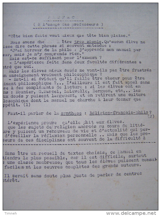 MANUEL DE PHILOSOPHIE COURS RELIGION DIEU PHILOSOPHIE LITTERATURE SYNTHESE INSTITUT JEANNE D ARC REMIREMONT - 18 Ans Et Plus