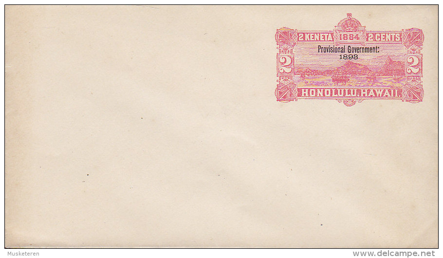 Hawaii Postal Stationery Ganzsache Entier 2 Cents Honolulu Overprinted "Provisional Government 1898" Unused (2 Scans) - Hawaii