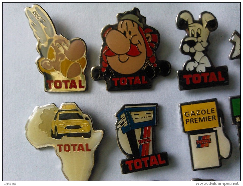 Lot Pins  Total, Station Service, Huile Elf, Astérix - Lots