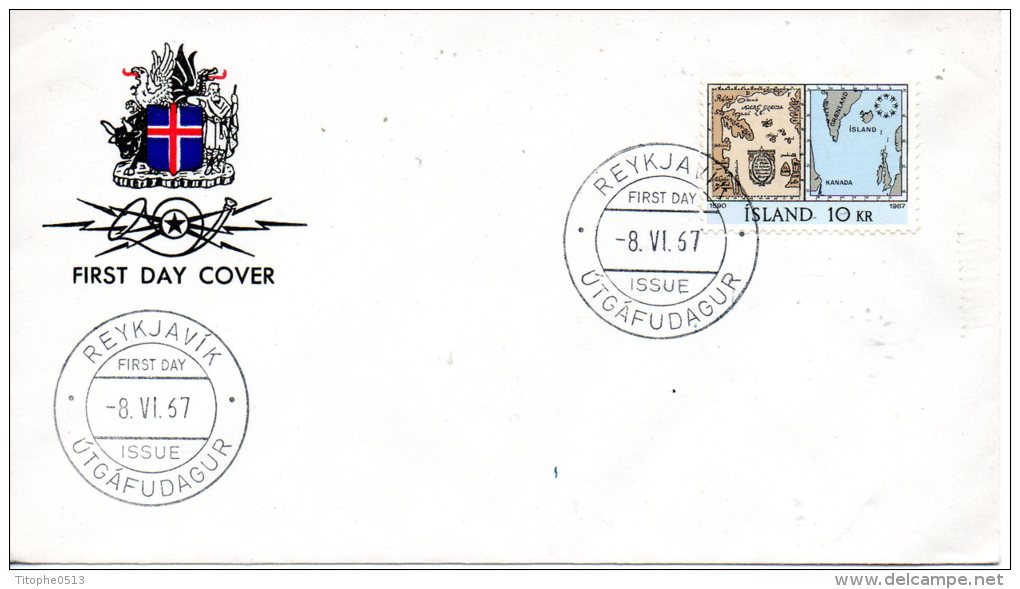 ISLANDE. N°366 De 1967 Sur Enveloppe 1er Jour (FDC). Expo. Internationale De Montréal/Cartographie. - 1967 – Montreal (Kanada)