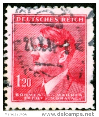 GERMANIA, PROTETTORATO BOEMIA MORAVIA, 1942, COMMEMORATIVO, HITLER, FRANCOBOLLO USATO, Michel 96 - Oblitérés