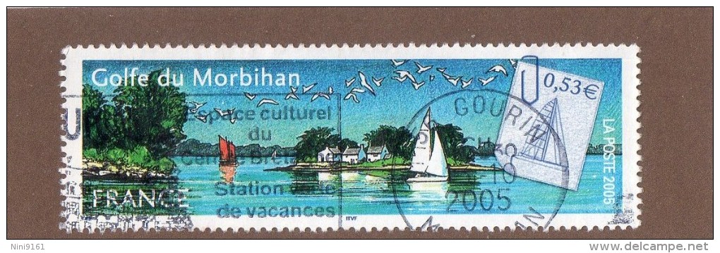 FRANCE  --GOLFE  DU  MORBIHAN  --  CACHET  DE  GOURIN  56  MORBIHAN   --  **  0 . 53 €  **  --  POSTE  2005  --  BEG - Usati