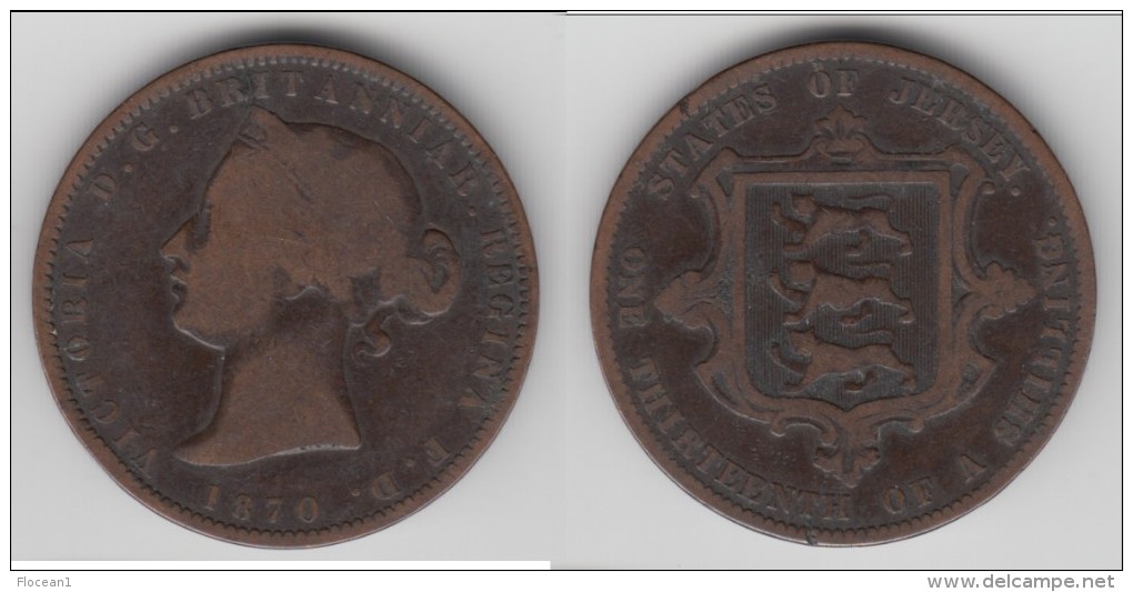 **** JERSEY - 1/13  SHILLING 1870 VICTORIA - ONE THIRTEENTH OF A SHILLING 1870 **** EN ACHAT IMMEDIAT !!! - Jersey