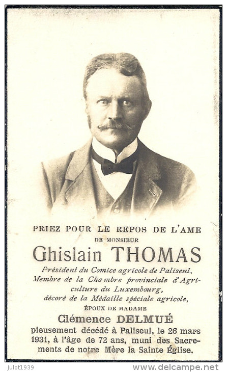 PALISEUL ..-- Mr Ghislain THOMAS , époux De Mme Clémence DELMUE , Né En 1859 , Décédé En 1931 . - Images Religieuses