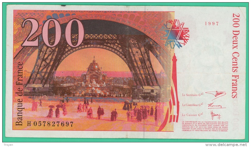 France - 200 Francs - Eiffel - N° H 057827697 - 1997 - TTB - 200 F 1995-1999 ''Eiffel''