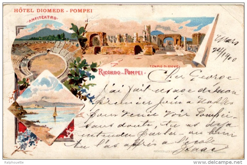 Ricordo Di Pompei - Hotel Diomede - Cachet De Pompei à Dieuze (Lorraine Occupée) - Pompei