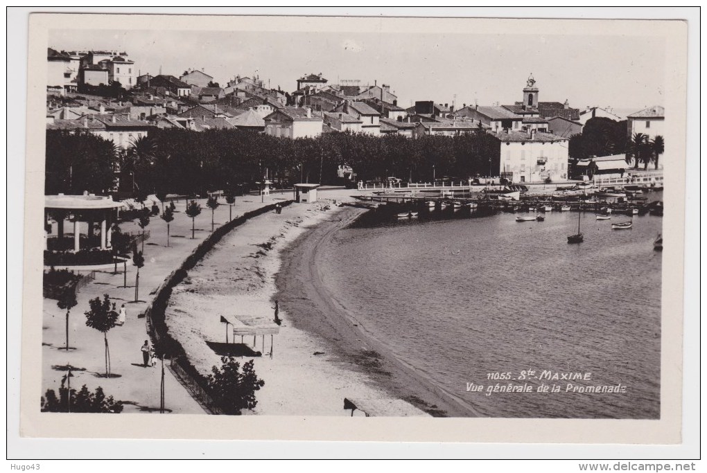 (RECTO / VERSO) SAINTE MAXIME EN 1945 - VUE GENERALE DE LA PROMENADE - FORMAT CPA - Sainte-Maxime