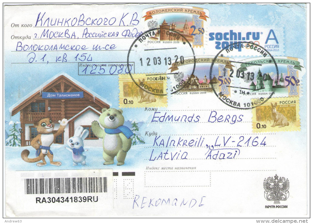 RUSSIA - RUSSIE - RUSSLAND - 2013 - Special Cover For Sochi.ru 2014 - Viaggiata Da Mockba Per Adazi, Latvia - Cartas & Documentos