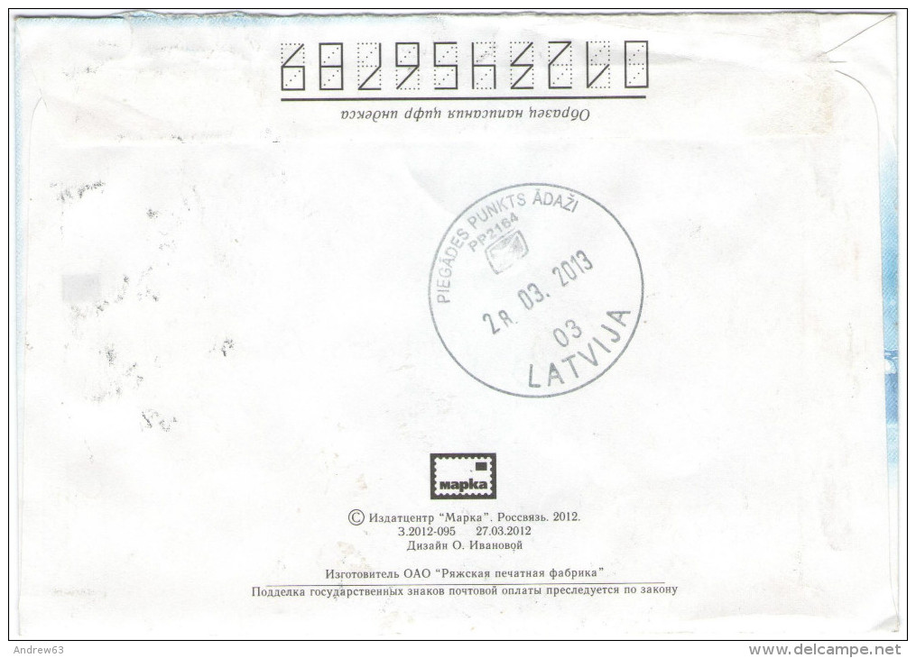 RUSSIA - RUSSIE - RUSSLAND - 2013 - Special Cover For Sochi.ru 2014 - Viaggiata Da Mockba Per Adazi, Latvia - Storia Postale