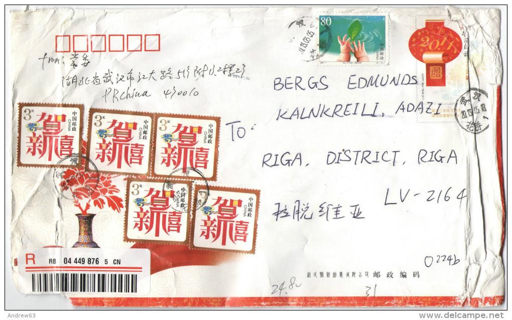 CINA - CHINA - 2013 - Registered - 6 Stamps + Intero Postale - Entier Postal - Postal Stationary - Viaggiata Per Adaz... - Covers