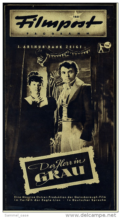 "Filmpost" "Der Herr In Grau" Mit Margaret Lockwood , James Mason  -  Filmprogramm Nr. 160 Von Ca. 1947 - Sonstige & Ohne Zuordnung