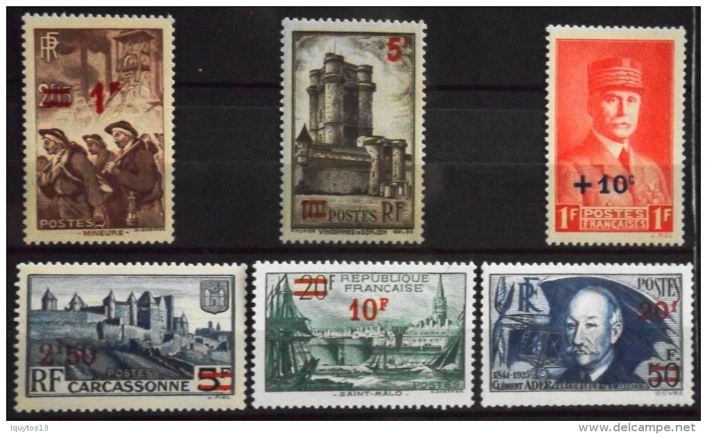 FRANCE 1940/41 - Du N° 489 Au N° 494 - 6 TIMBRES  NEUFS** Y&T 97,00€ - Autres & Non Classés